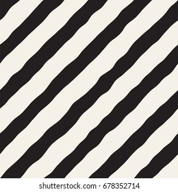 Seamless pattern with hand drawn waves. Abstract background with wavy brush strokes lattice. Black and white freehand lines texture.