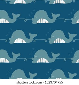 seamless pattern hand drawn whale with blue backdrop,Creative animal texture for fabric, wrapping, textile, wallpaper, apparel
