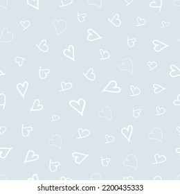 seamless pattern with hand drawn white hearts on one color background