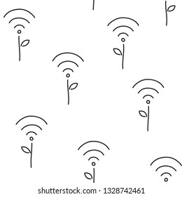 Seamless pattern with hand drawn wi-fi symbols. Perfect for fabric, wallpaper, wrapping paper. 