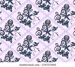 Patrón inmaculado con fondo decorativo ornamental de uvas de vid silvestres dibujadas a mano. Patrón vectorial. Imprimir para textiles, tela, papel pintado, raspado