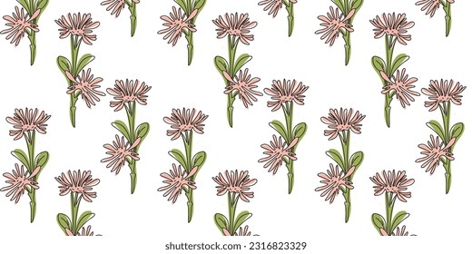Seamless pattern with hand drawn wild meadow flowers, template design, design for fashion, fabric, textile, wallpaper, cover, web, packaging and all prints