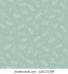 Seamless pattern with hand drawn winter botanicals. Great for wrapping paper, invitations, greeting cards or textiles.