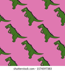 Seamless pattern with hand drown dinosaurs