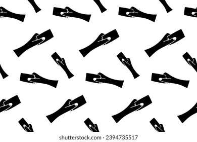 Seamless pattern with hand holding a card silhouette vector