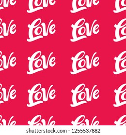Seamless pattern with hand lettered sign love.