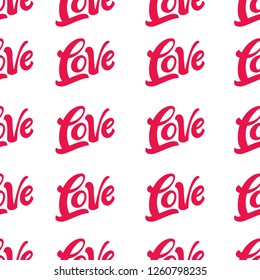 Seamless pattern with hand lettered sign love.