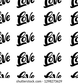 Seamless pattern with hand lettered sign love.