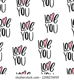 Seamless pattern with hand lettered sign love.