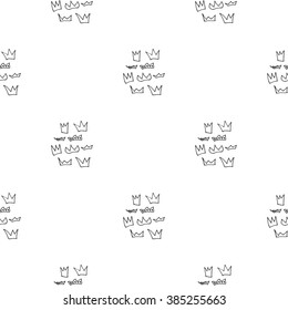 Seamless pattern of hand made doodle vector abstract Crown/ Seamless background with sketch crown