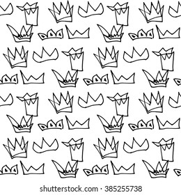 Seamless pattern of hand made doodle vector abstract Crown/ Seamless background with sketch crown