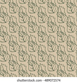 Seamless pattern of hand made doodle vector abstract leaves