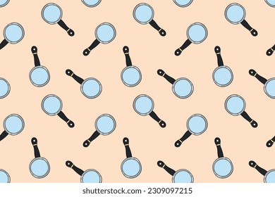 Seamless pattern with hand mirror doodle vector