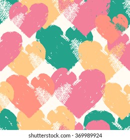  seamless pattern with hand paint hearts