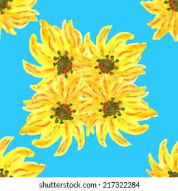 Seamless pattern hand paint watercolor flower made in vector background. Perfect hand paint wreath for invitations, cards, textile, fabric or for any other kind of design. Bright summer illustration.