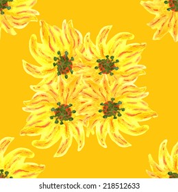 Seamless pattern hand paint watercolor flower made in vector background. Perfect hand paint wreath for invitations, cards, textile, fabric or for any other kind of design. Bright summer illustration.