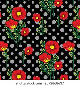 Seamless pattern with hand paint watercolor red poppy.