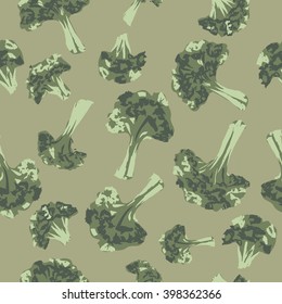 Seamless pattern with hand painted broccoli cabbage. Great for agriculture, restaurant, cafe, grocery, food ads, texture design.