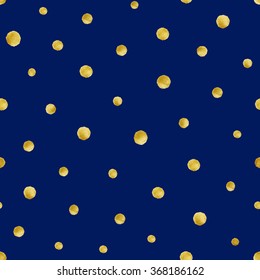 Seamless pattern with hand painted gold circles. Gold polka dot pattern