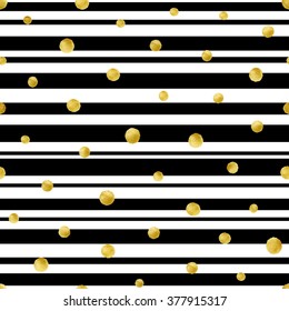 Seamless pattern with hand painted gold circles. Gold polka dot pattern