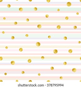 Seamless pattern with hand painted gold circles. Gold polka dot pattern