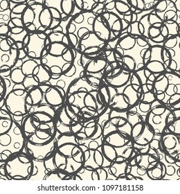 Seamless pattern with hand painted grungy ink circles. Vector illustration