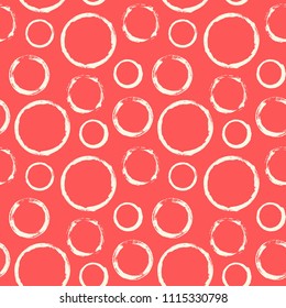 Seamless pattern with hand painted grungy ink circles. Vector illustration