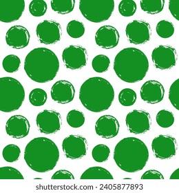 Seamless pattern with hand painted ink circles. Graphic design element for poster, stationary, fabric, scrapbook, baby shower card, wedding invitation. Grunge brush stroke texture. Vector illustration
