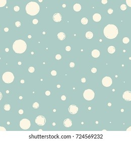 Seamless pattern with hand painted ink circles. Graphic design element for poster, stationary, fabric, scrapbook, baby shower card, wedding invitation. Grunge brush stroke texture. Vector illustration