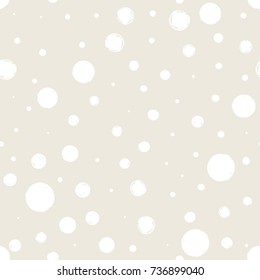 Seamless pattern with hand painted ink circles. Graphic design element for poster, stationary, fabric, scrapbook, baby shower card, wedding invitation. Grunge brush stroke texture. Vector illustration