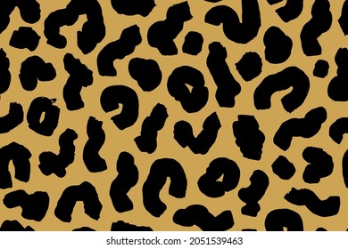 Seamless pattern with hand painted leopard fur spots. Endless background for wallpaper, fabric print, clothes pattern design.