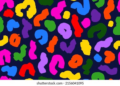 Seamless pattern with hand painted leopard abstract lines, curls, brush strokes, smears. Endless background for wallpaper, fabric print, clothes pattern design.