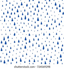 Seamless pattern with hand painted rain drops. Graphic design element for poster, stationary, fabric, scrapbook, baby shower card, wedding invitation. Grunge brush stroke texture. Vector illustration