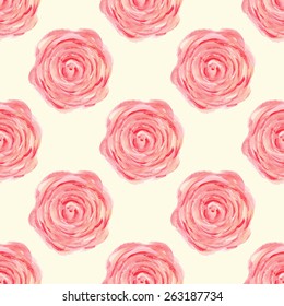 Seamless pattern with hand painted roses, wedding collection.