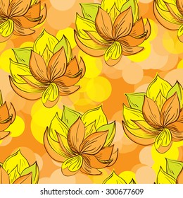 Seamless pattern with hand painted sketch flowers. Vector illustration.