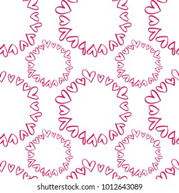 Seamless pattern with hand painted Valentine love and heart. Vector illustration Valentines Day, wedding, birthday greeting card