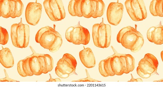 Patrón sin foco con calabazas acuáticas pintadas a mano. Fondo infinito.