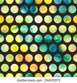 Seamless pattern with hand painted watercolor abstract geometric polka dot ornament. Template for your design. Vector illustration