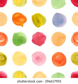 Seamless pattern with hand painted watercolor abstract geometric polka dot ornament. Template for your design. Vector illustration