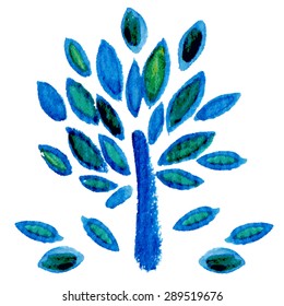 Seamless pattern with hand painted water-colour trees .