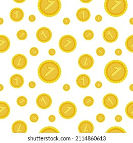 
Seamless pattern with hand sketched coins on a white background. Financial tiles. Coin pattern.
