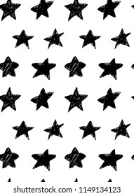 seamless pattern with hand sketched stars. Print, background design