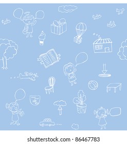 Seamless pattern of hand sketches illustration about nature and traveling.