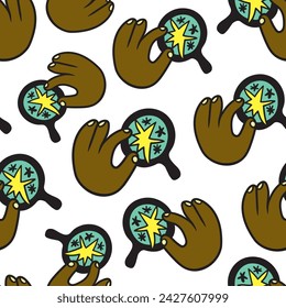 seamless pattern with hand in vector.business icon in doodle. Template for backdrop, background, banner, wallpaper, wrapping, pattern, seamless, print, textile, fabric