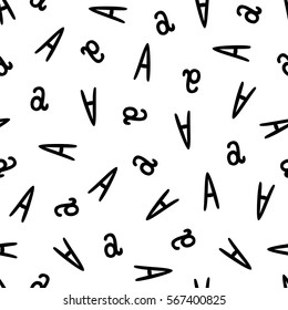 Seamless pattern - hand written vector letters A
