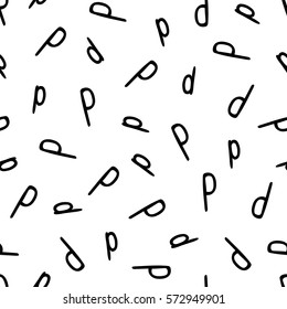 Seamless pattern - hand written vector letters P