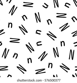 Seamless pattern - hand written vector letters N