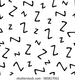 Seamless pattern - hand written vector letters Z