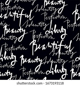 Seamless Pattern With Hand Written Words. Vector.