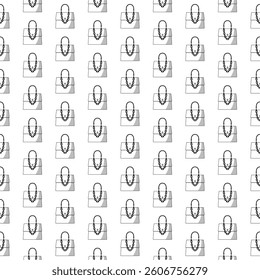 Seamless pattern of a woman’s handbag in black on a white background. A trendy, modern, flat-style design for fashion and home decor textiles, wallpapers, packaging, branding, and wrapping paper